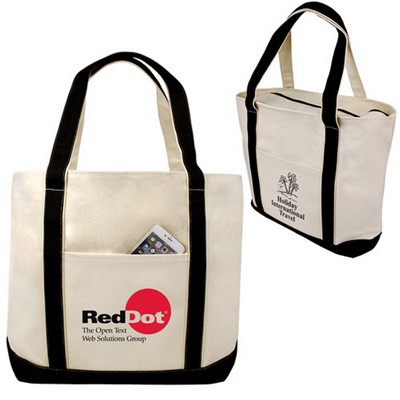 Jumbo Heavy Duty Zipper Cotton Canvas Boat Tote