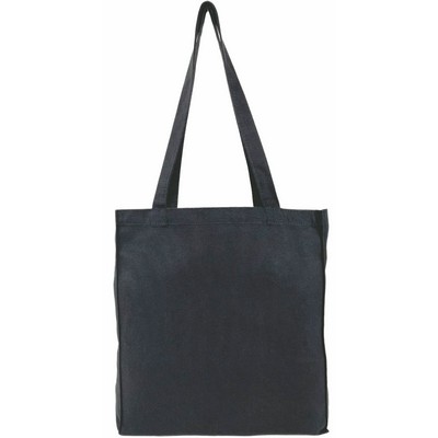 Blank 10 oz Canvas Book Tote Bag | Reusable Gusseted Everyday Grocery Black (13x14x4)