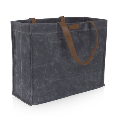 Market Waxed Canvas Tote with Leatherette Handles