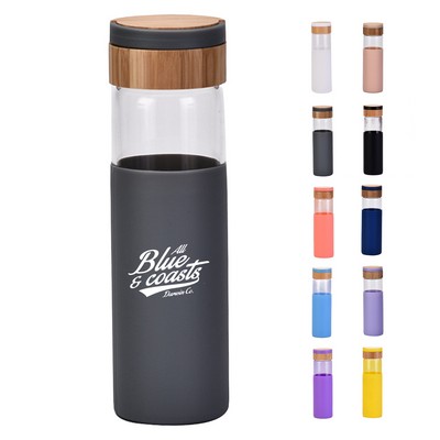 18oz Glass Tumbler with Bamboo Lid Silicone Sleeve