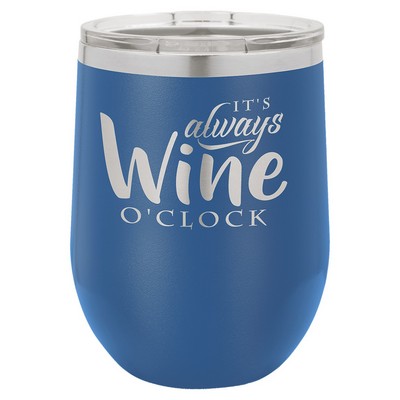 Royal Blue Polar Camel™ 12 oz Stemless Wine Tumbler with a Clear Lid