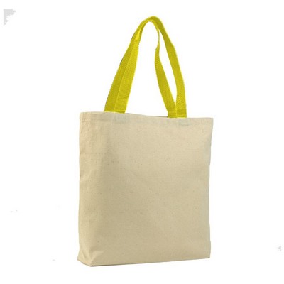 Cotton Canvas Tote with color handles