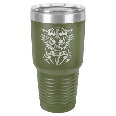 Polar Camel 30 oz. Olive Green Vacuum Insulated Ringneck Tumbler with Clear Lid