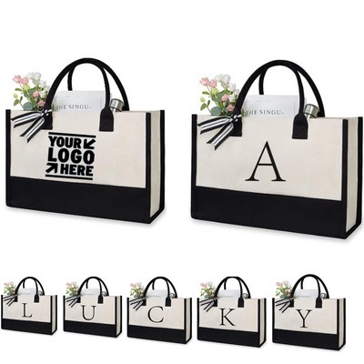 Initial Canvas Tote Bag